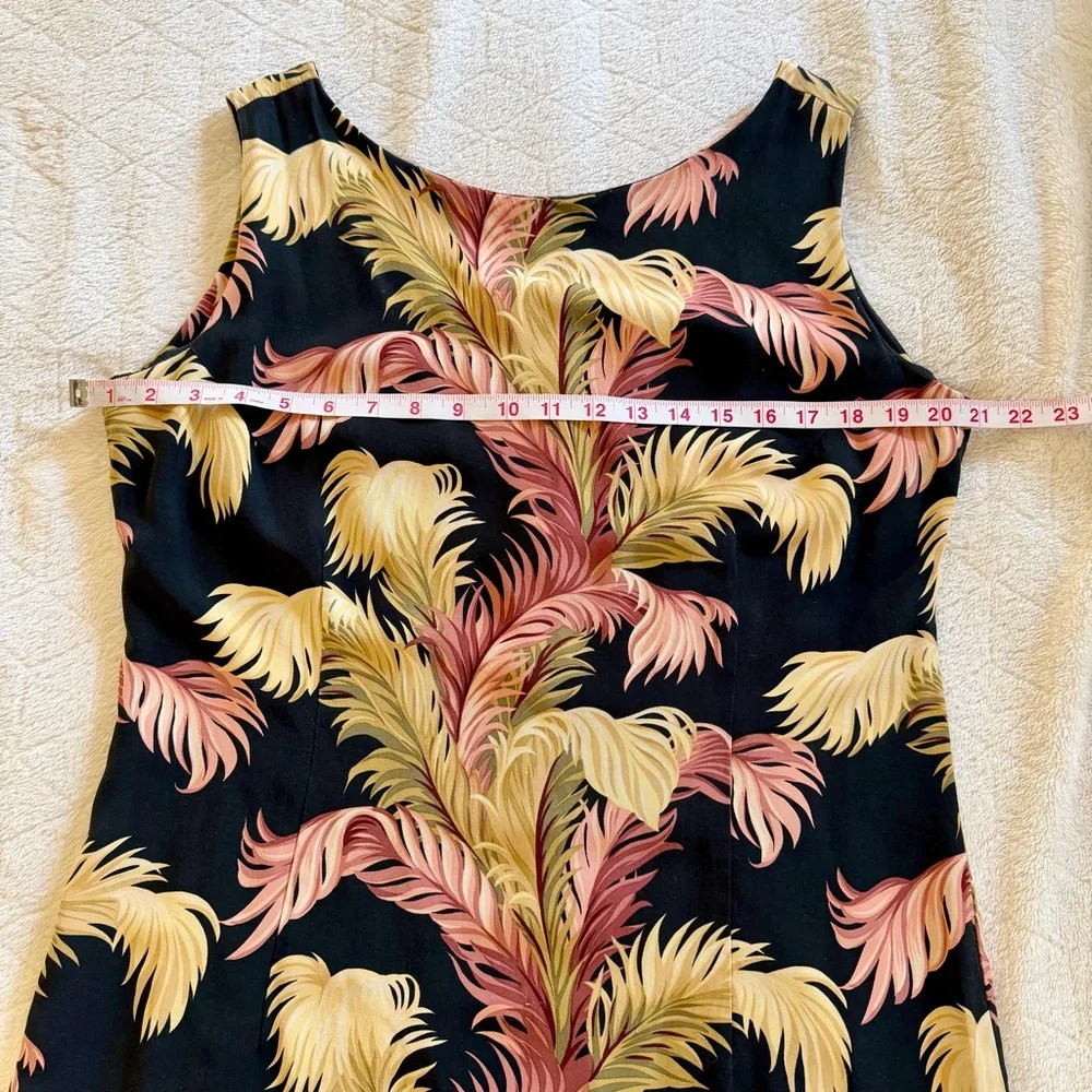 Reyn Spooner Vintage 90’s Hawaiian Black Dress Palm Leaf Casual Resort